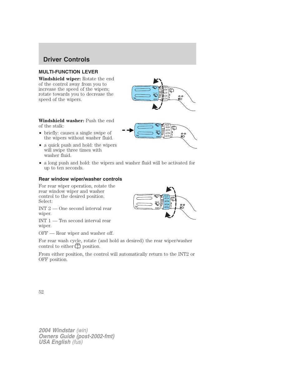 Driver controls | FORD 2004 Freestar v.1 User Manual | Page 52 / 280