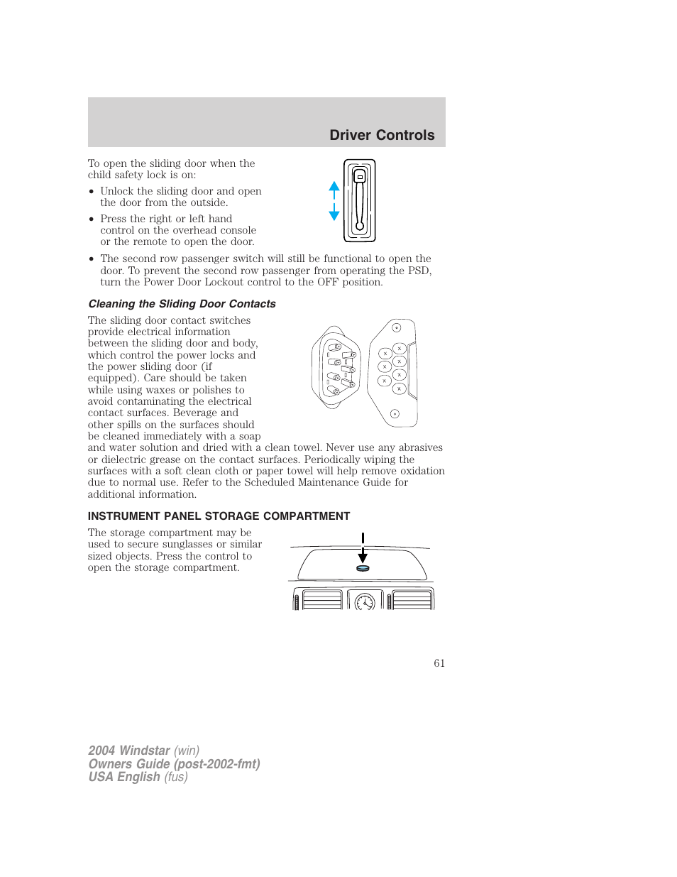 Driver controls | FORD 2004 Freestar v.1 User Manual | Page 61 / 280