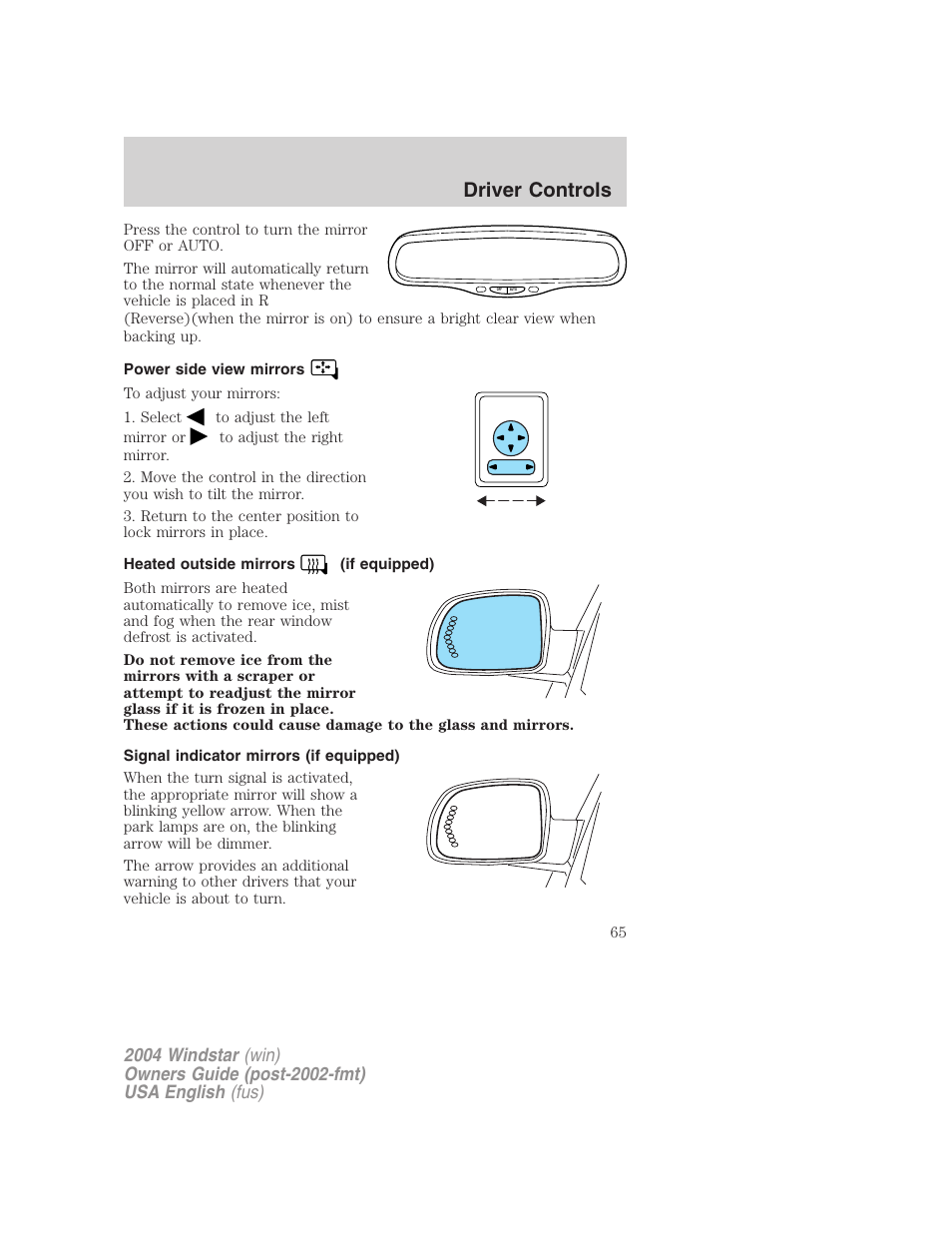 Driver controls | FORD 2004 Freestar v.1 User Manual | Page 65 / 280