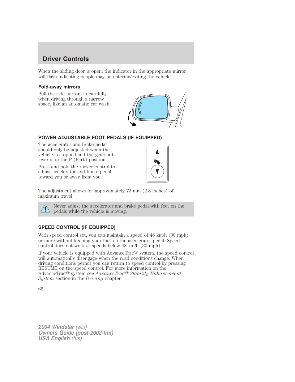 Driver controls | FORD 2004 Freestar v.1 User Manual | Page 66 / 280