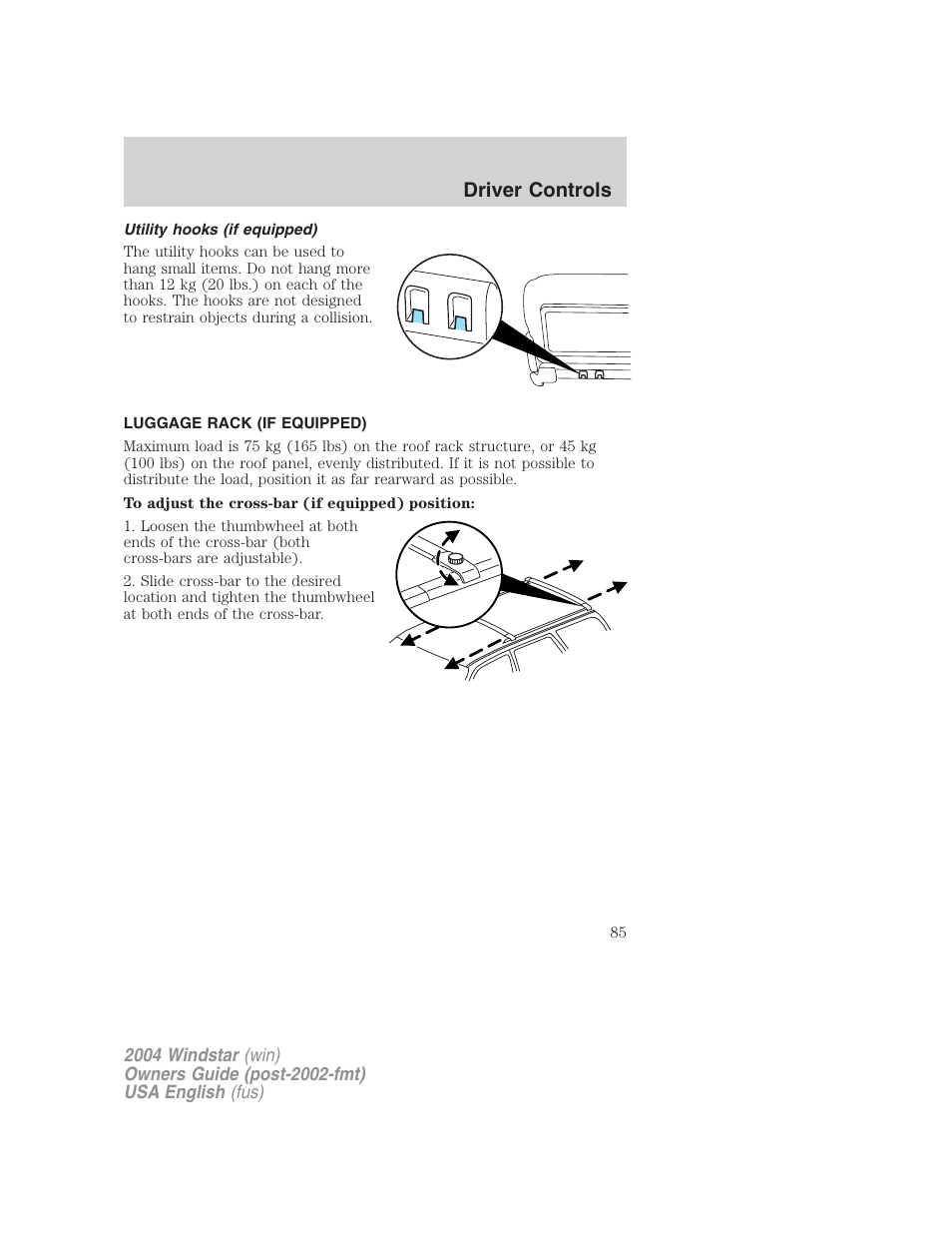 Driver controls | FORD 2004 Freestar v.1 User Manual | Page 85 / 280