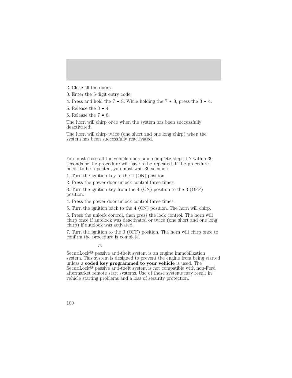 Locks and security | FORD 2004 Freestar v.2 User Manual | Page 101 / 289