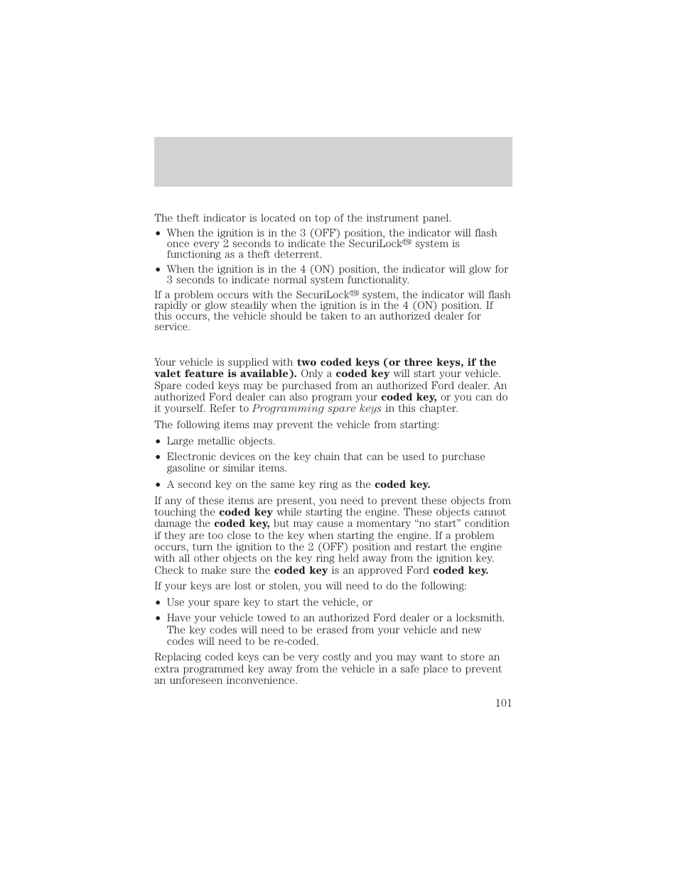 Locks and security | FORD 2004 Freestar v.2 User Manual | Page 102 / 289