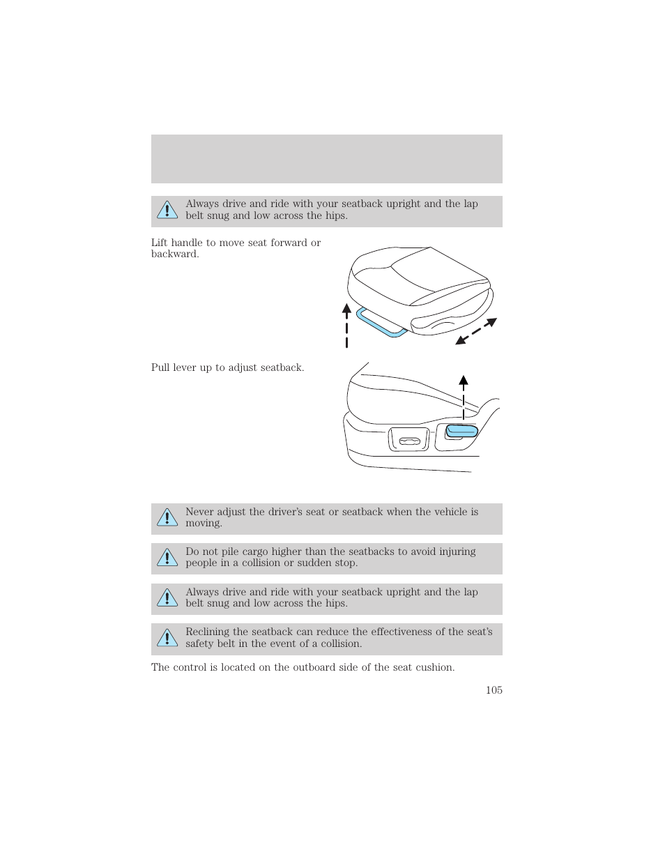 Seating and safety restraints | FORD 2004 Freestar v.2 User Manual | Page 106 / 289