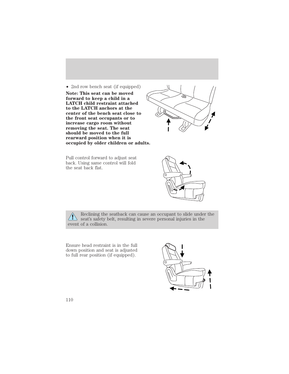 Seating and safety restraints | FORD 2004 Freestar v.2 User Manual | Page 111 / 289