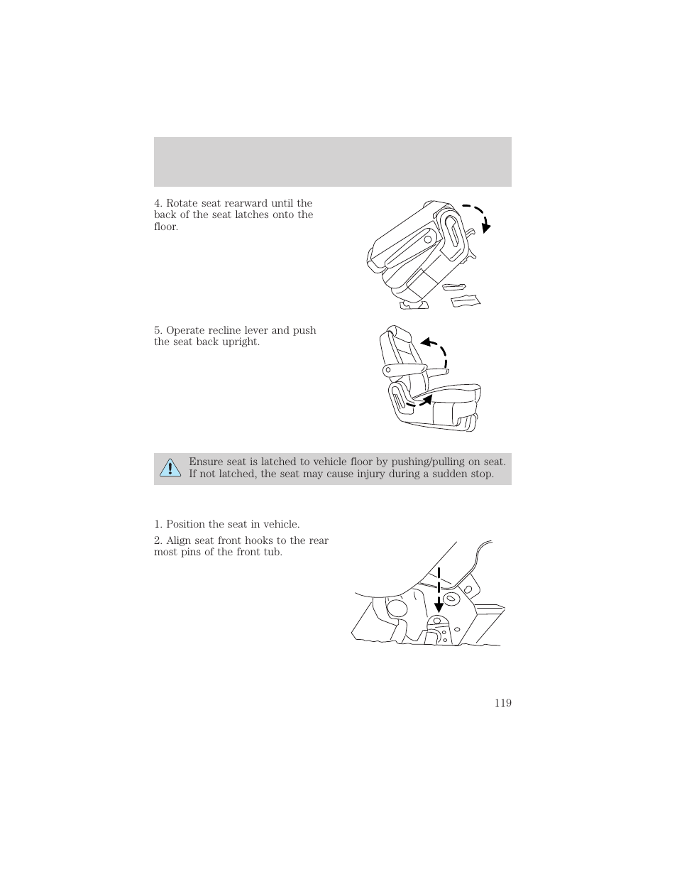 Seating and safety restraints | FORD 2004 Freestar v.2 User Manual | Page 120 / 289