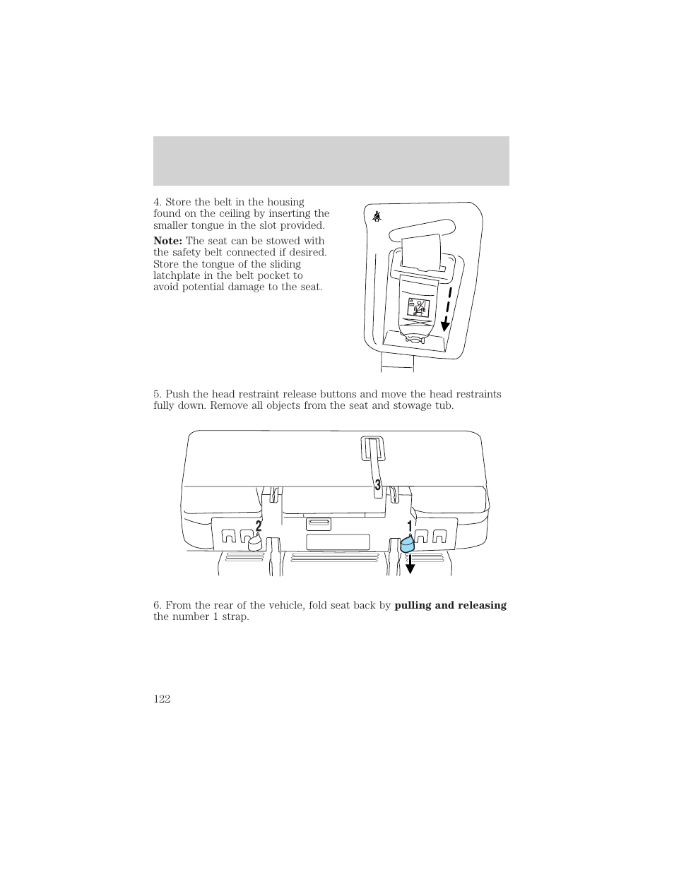 Seating and safety restraints | FORD 2004 Freestar v.2 User Manual | Page 123 / 289