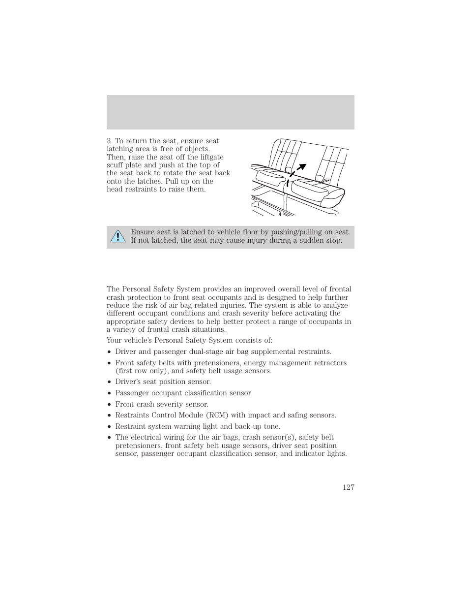 Seating and safety restraints | FORD 2004 Freestar v.2 User Manual | Page 128 / 289