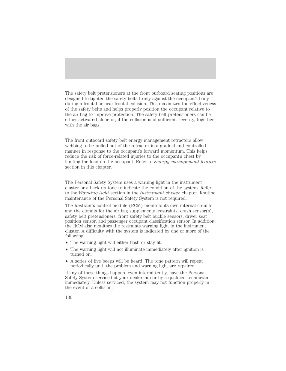 Seating and safety restraints | FORD 2004 Freestar v.2 User Manual | Page 131 / 289