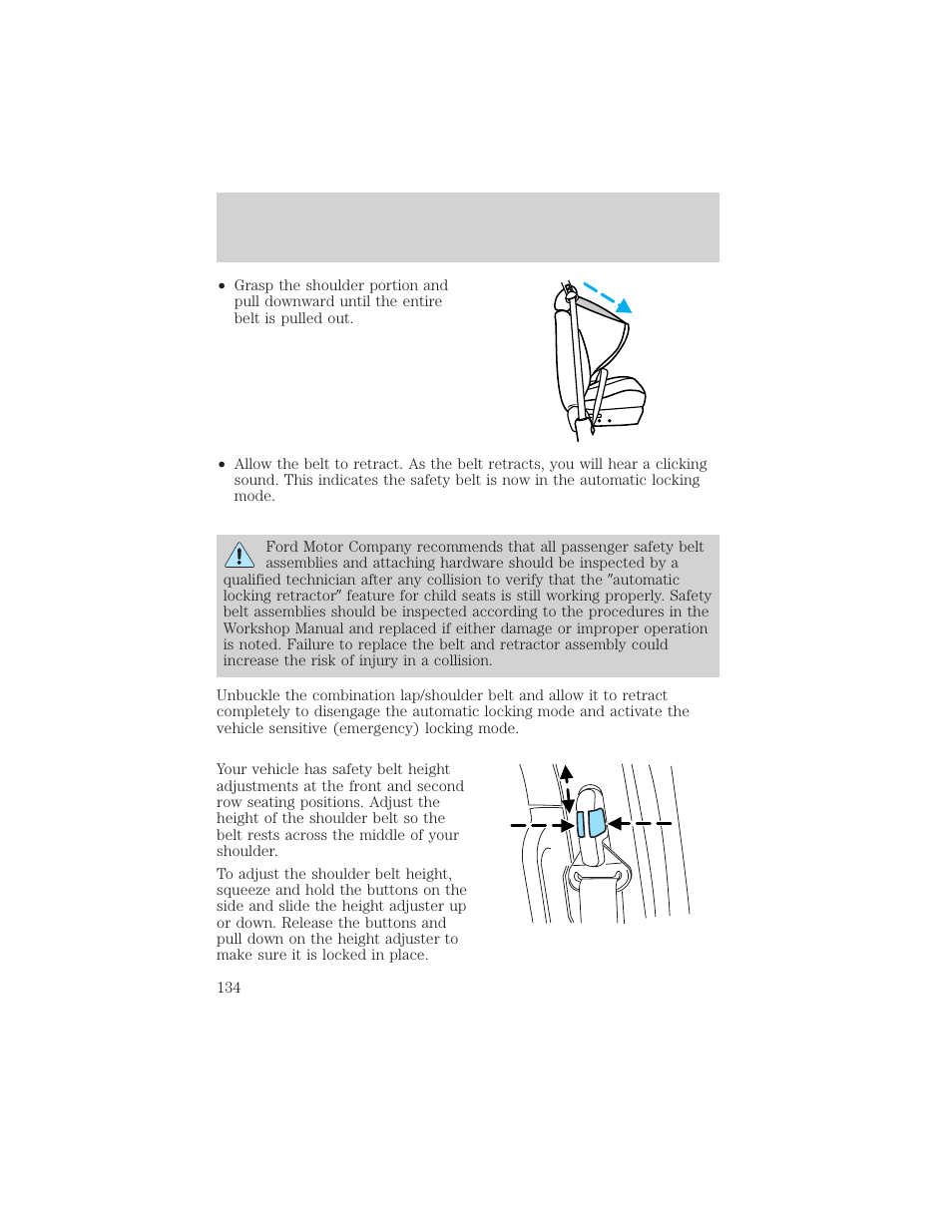 Seating and safety restraints | FORD 2004 Freestar v.2 User Manual | Page 135 / 289