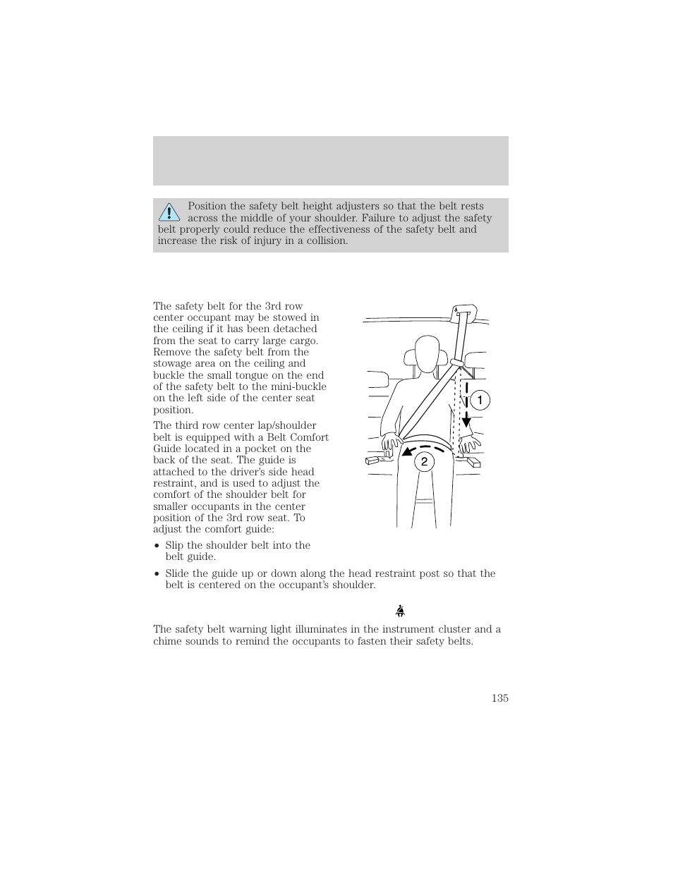 Seating and safety restraints | FORD 2004 Freestar v.2 User Manual | Page 136 / 289