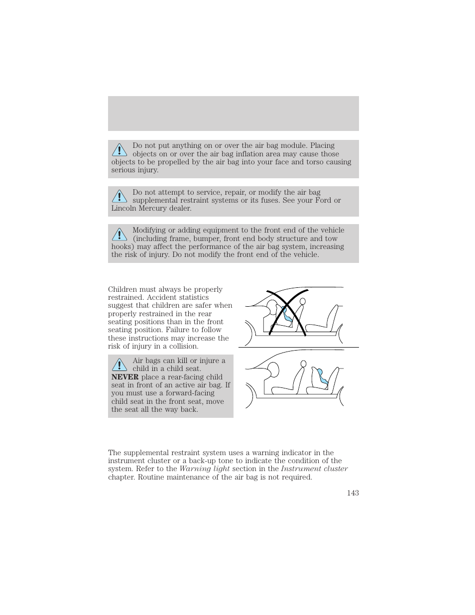 Seating and safety restraints | FORD 2004 Freestar v.2 User Manual | Page 144 / 289