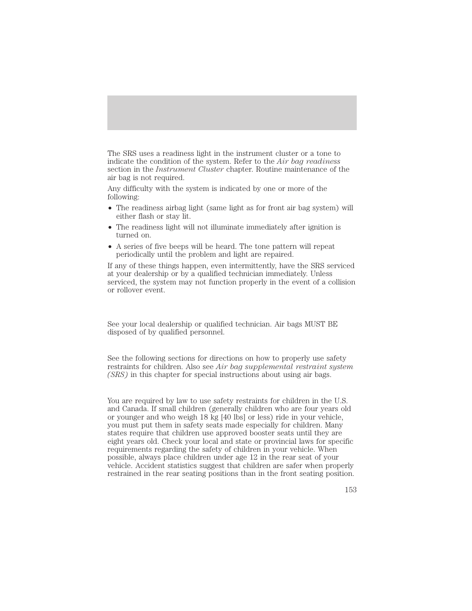 Seating and safety restraints | FORD 2004 Freestar v.2 User Manual | Page 154 / 289