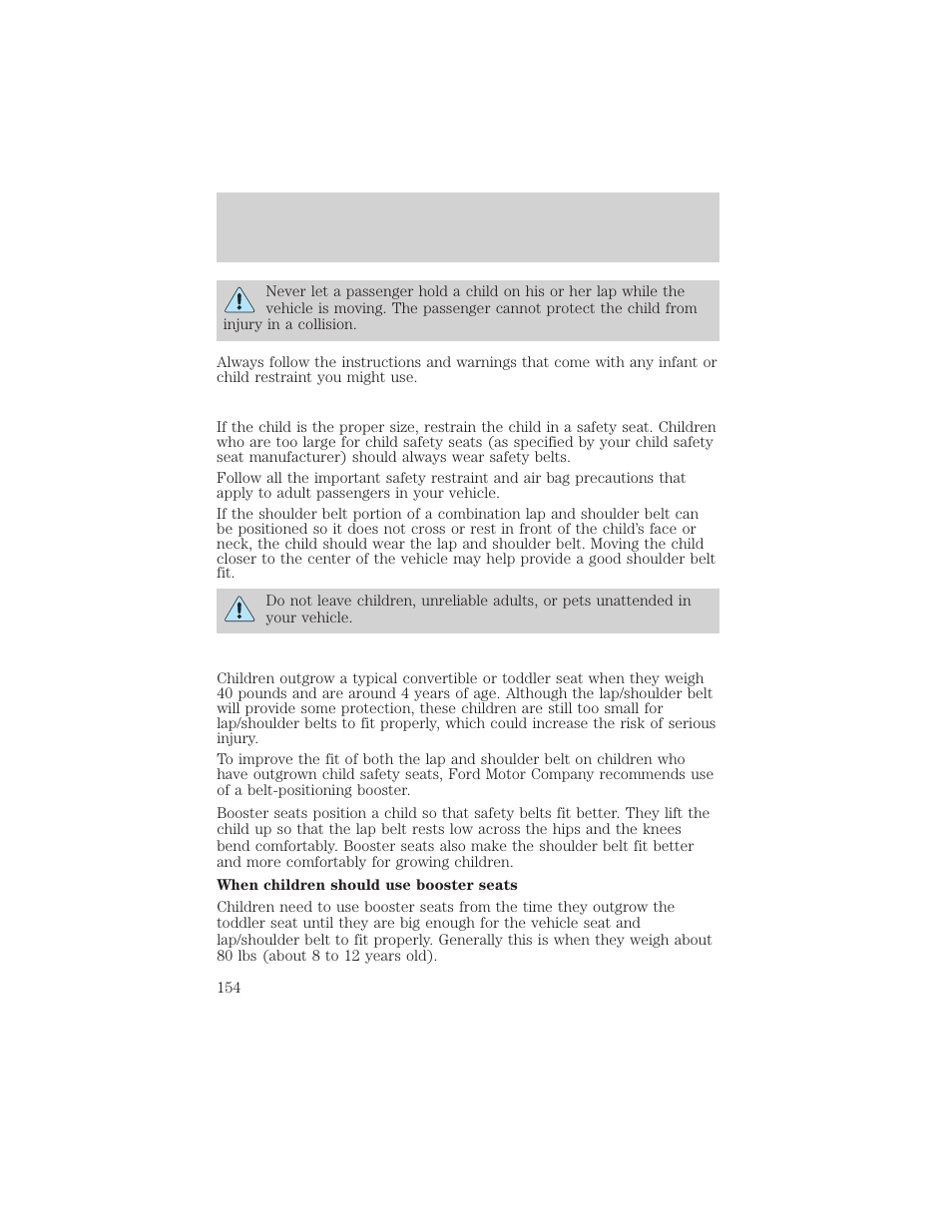 Seating and safety restraints | FORD 2004 Freestar v.2 User Manual | Page 155 / 289