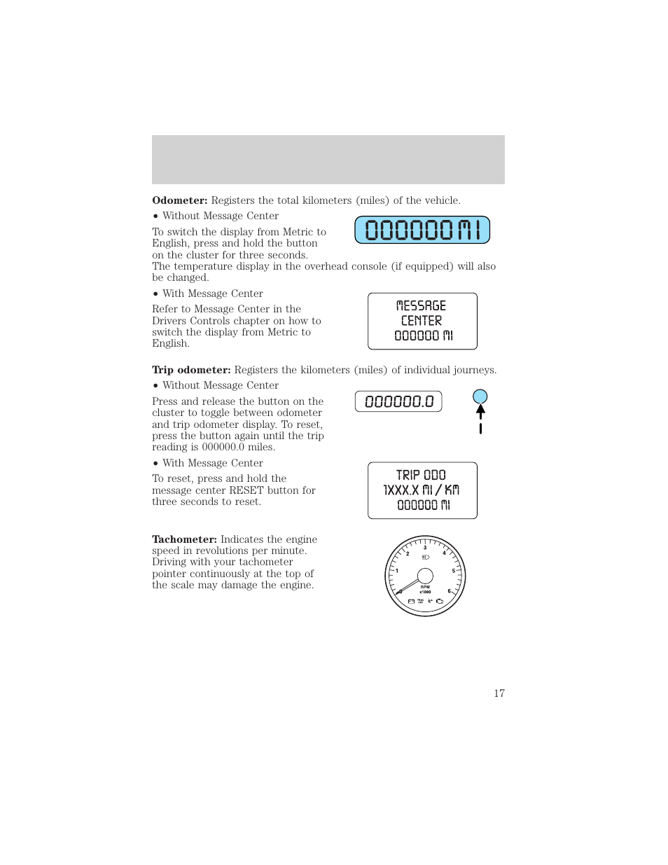 Instrument cluster | FORD 2004 Freestar v.2 User Manual | Page 18 / 289