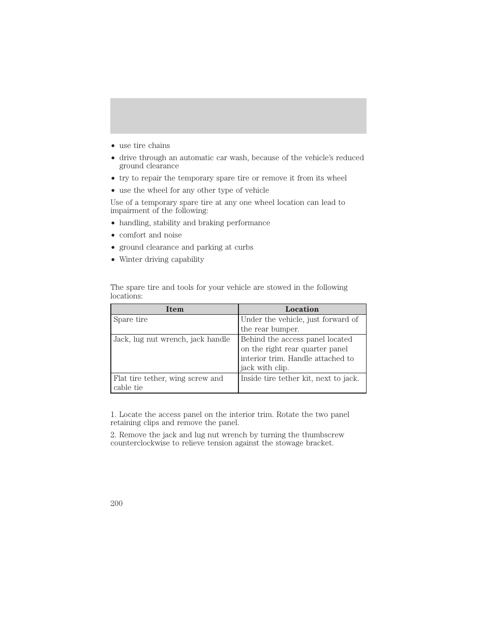 Roadside emergencies | FORD 2004 Freestar v.2 User Manual | Page 201 / 289