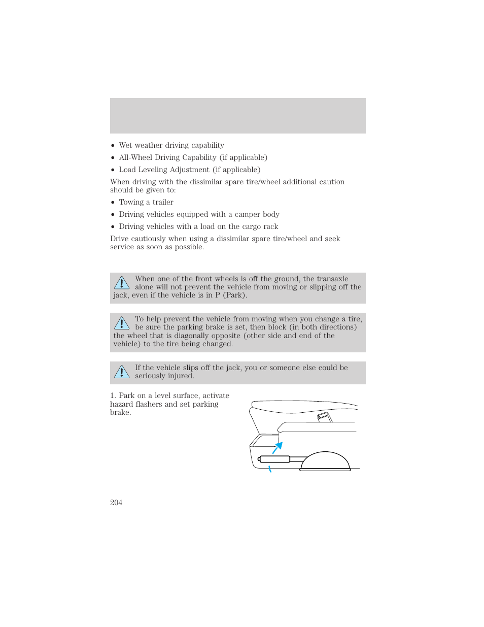 Roadside emergencies | FORD 2004 Freestar v.2 User Manual | Page 205 / 289