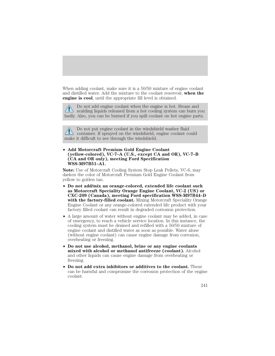 Maintenance and specifications | FORD 2004 Freestar v.2 User Manual | Page 242 / 289