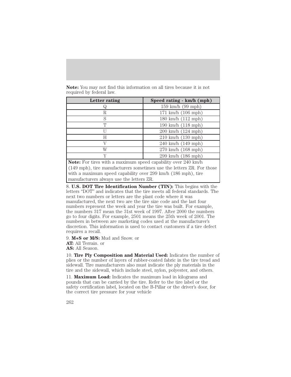 Maintenance and specifications | FORD 2004 Freestar v.2 User Manual | Page 263 / 289