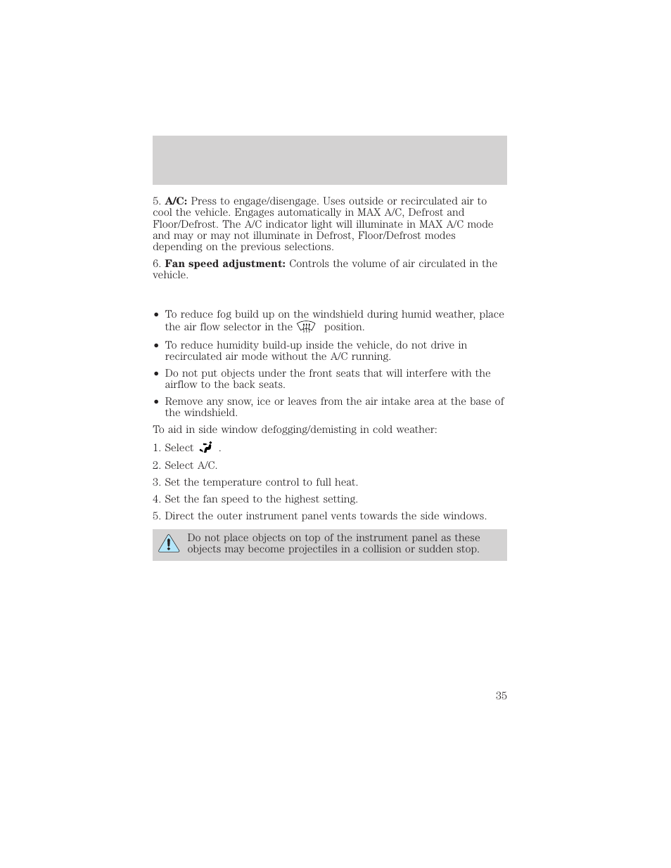 Climate controls | FORD 2004 Freestar v.2 User Manual | Page 36 / 289