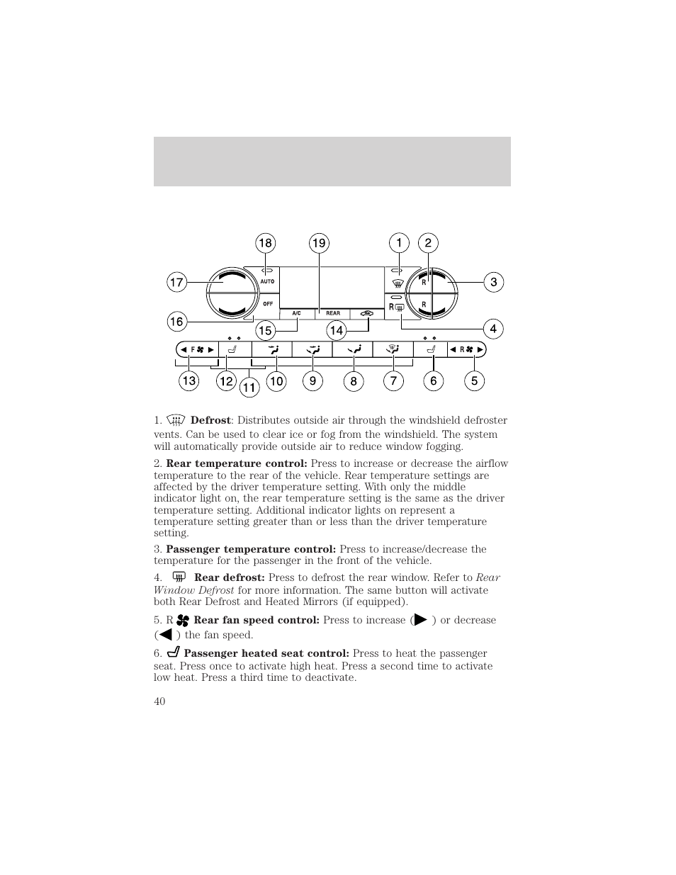 Climate controls | FORD 2004 Freestar v.2 User Manual | Page 41 / 289