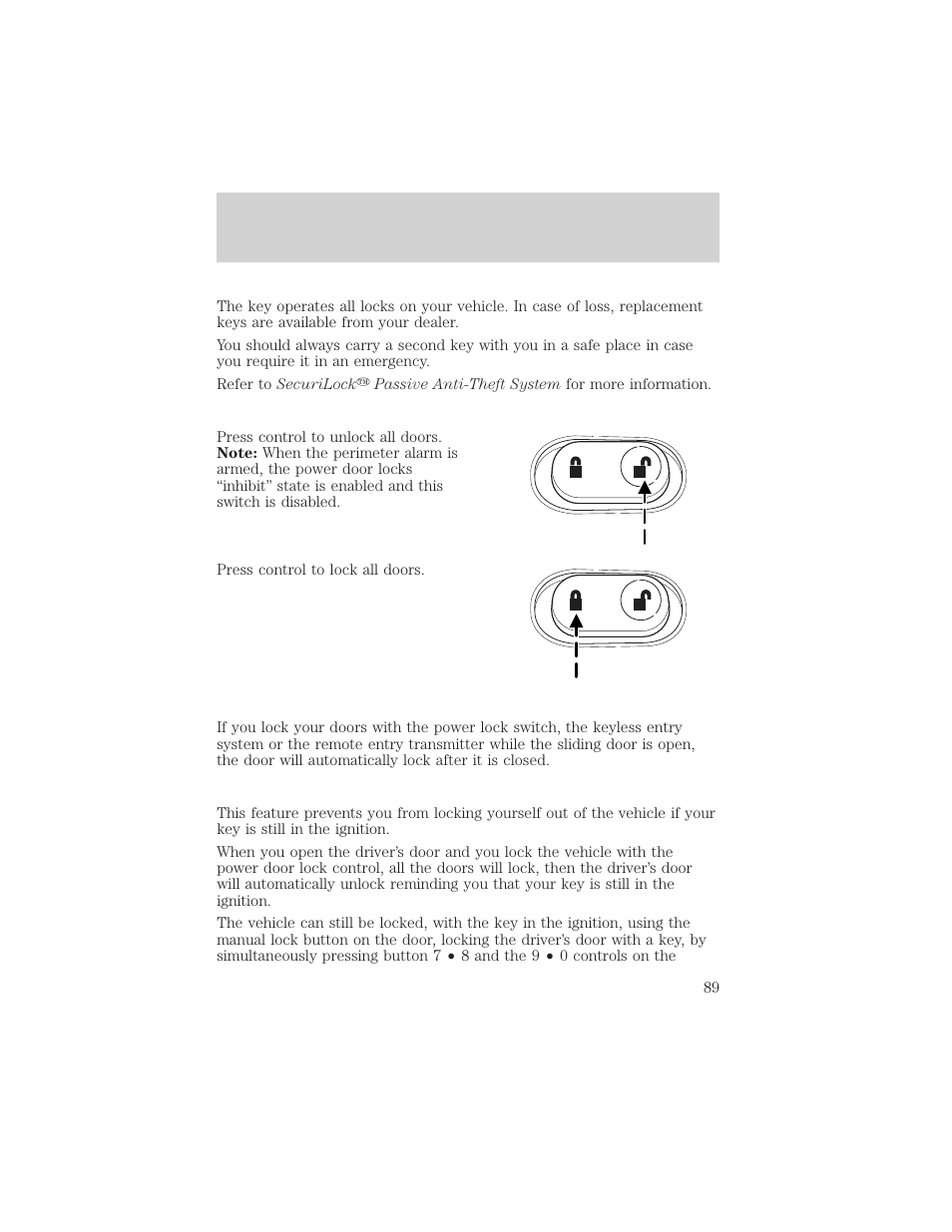 Locks and security | FORD 2004 Freestar v.2 User Manual | Page 90 / 289