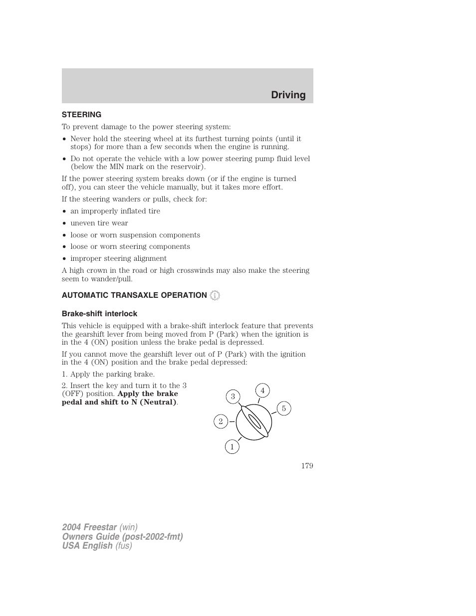 Driving | FORD 2004 Freestar v.3 User Manual | Page 179 / 296