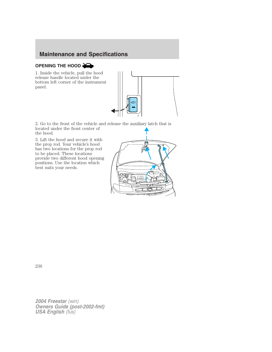 Maintenance and specifications | FORD 2004 Freestar v.3 User Manual | Page 236 / 296