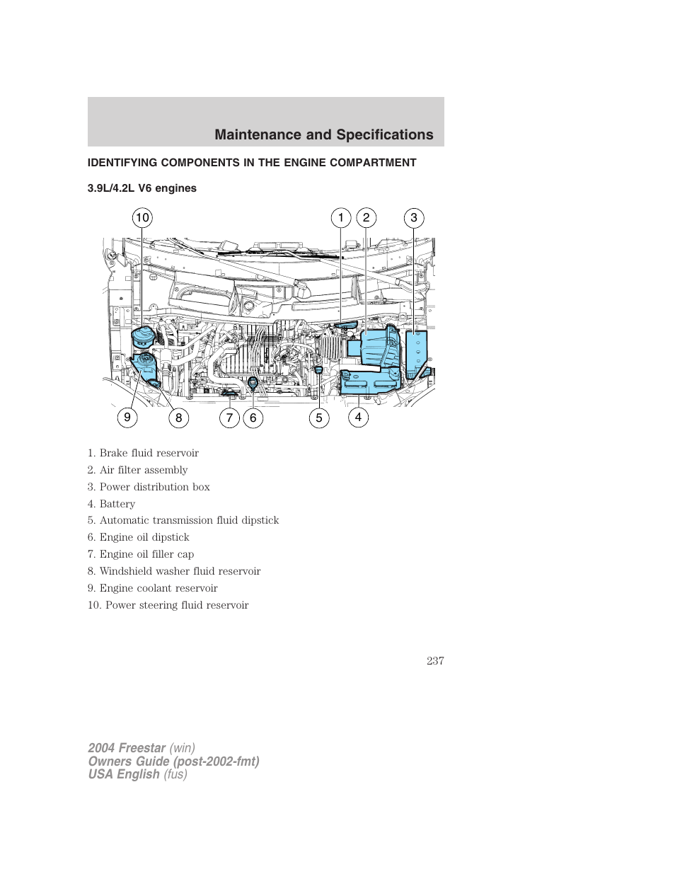 Maintenance and specifications | FORD 2004 Freestar v.3 User Manual | Page 237 / 296