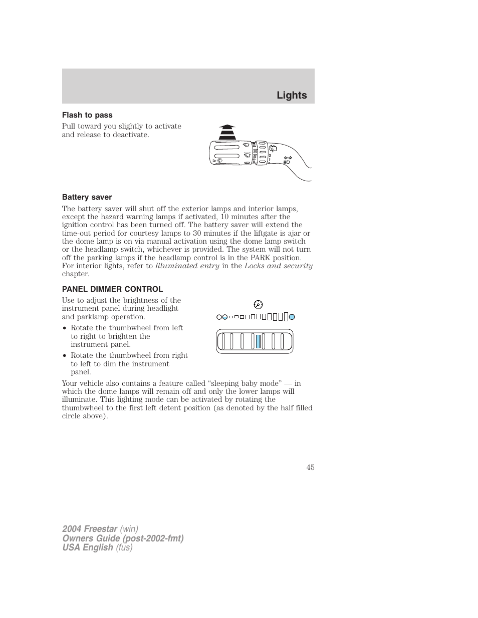 Lights | FORD 2004 Freestar v.3 User Manual | Page 45 / 296