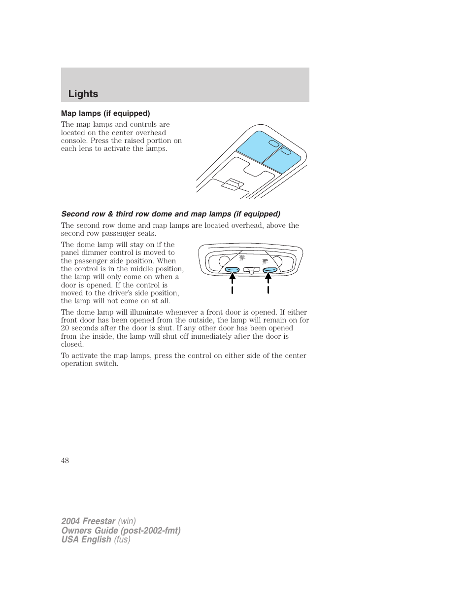 Lights | FORD 2004 Freestar v.3 User Manual | Page 48 / 296