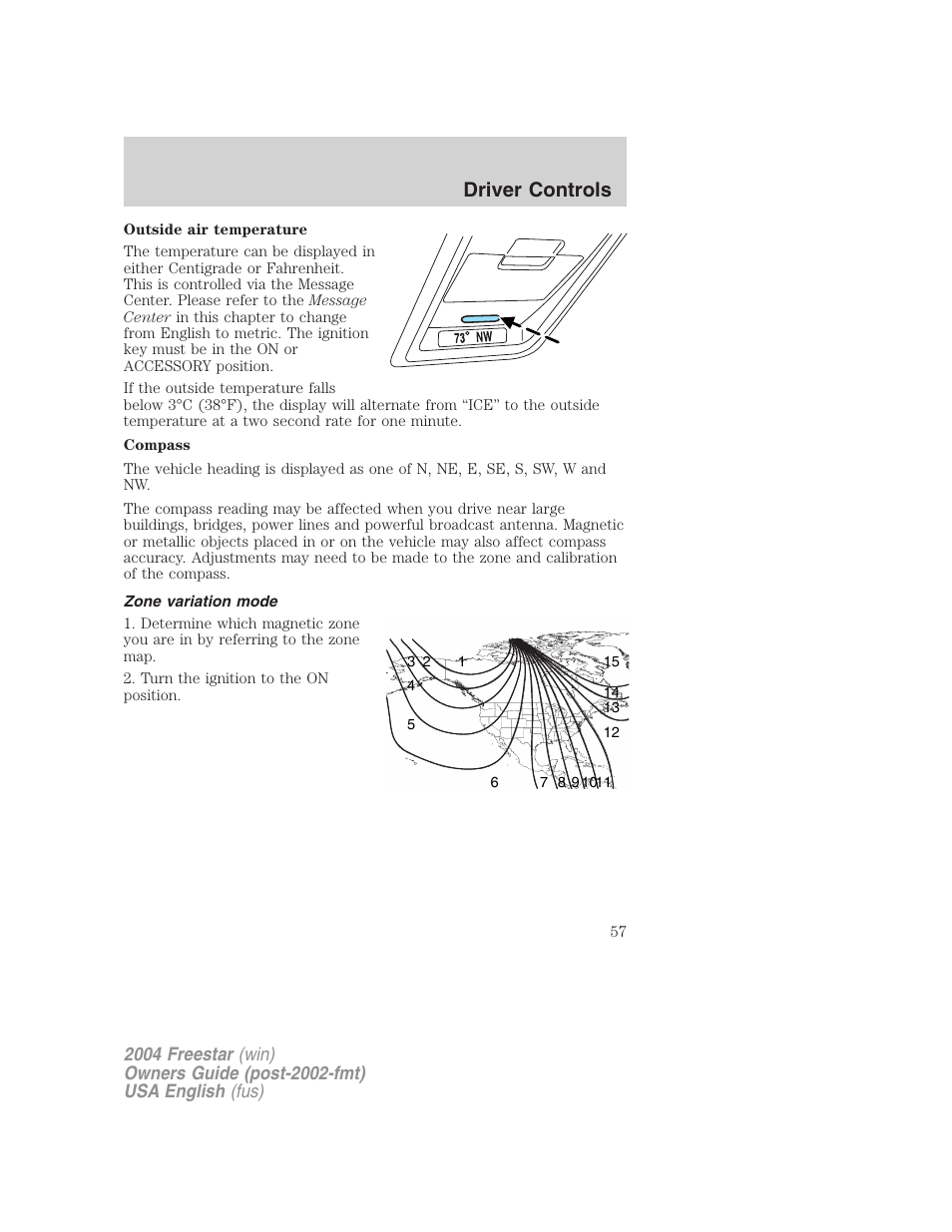Driver controls | FORD 2004 Freestar v.3 User Manual | Page 57 / 296