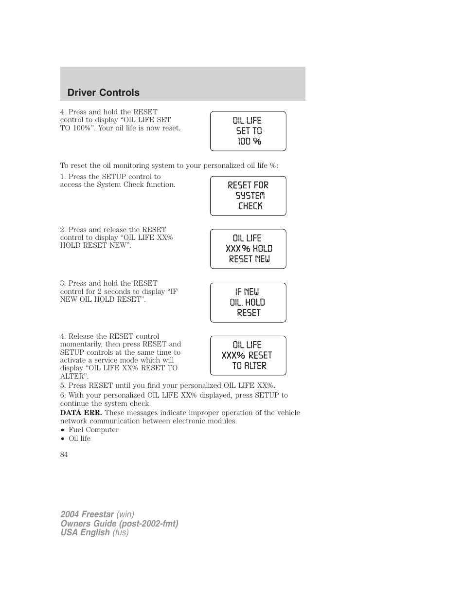 Driver controls | FORD 2004 Freestar v.3 User Manual | Page 84 / 296