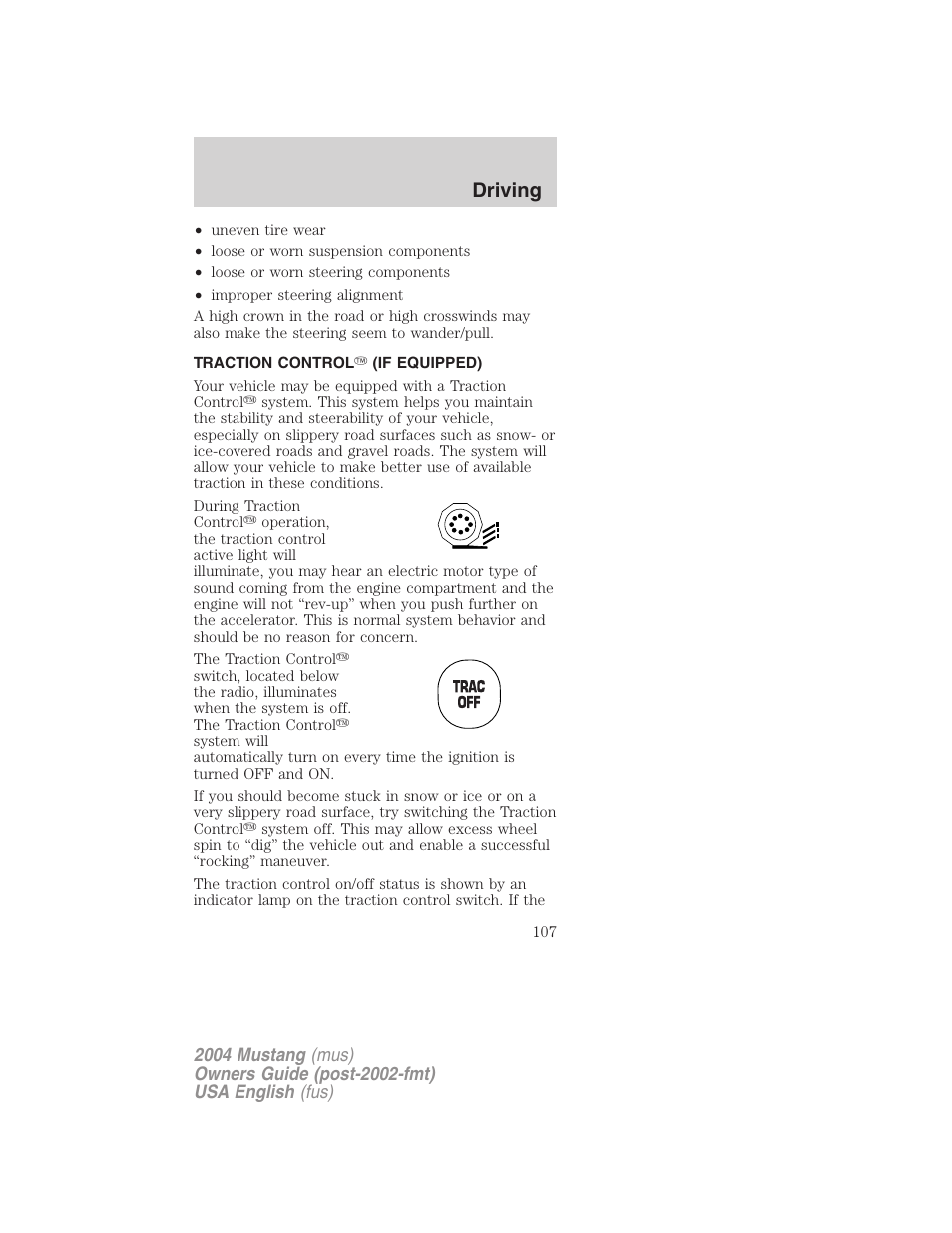 Driving | FORD 2004 Mustang v.1 User Manual | Page 107 / 240