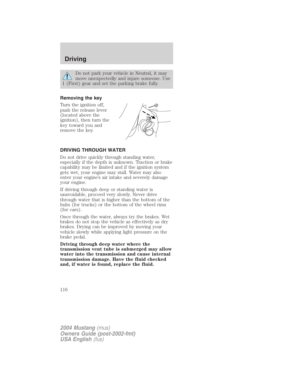 Driving | FORD 2004 Mustang v.1 User Manual | Page 116 / 240