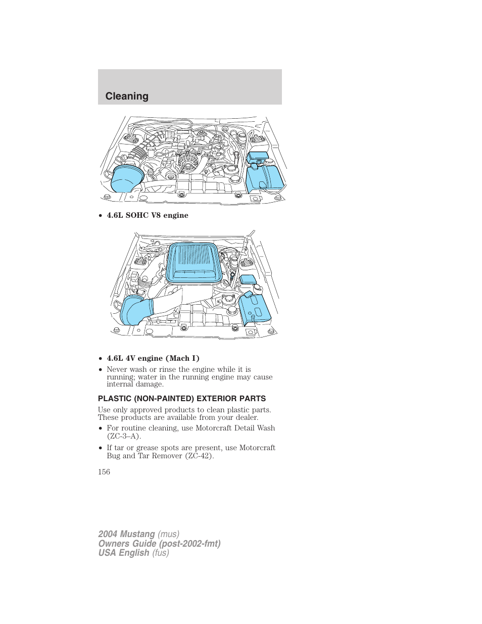 Cleaning | FORD 2004 Mustang v.1 User Manual | Page 156 / 240