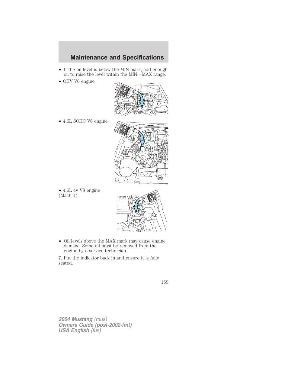 Maintenance and specifications | FORD 2004 Mustang v.1 User Manual | Page 169 / 240