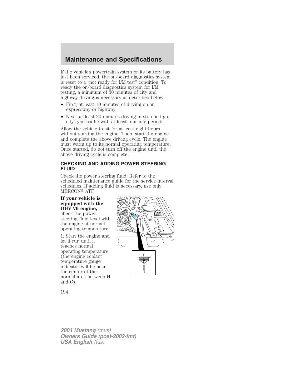 Maintenance and specifications | FORD 2004 Mustang v.1 User Manual | Page 194 / 240