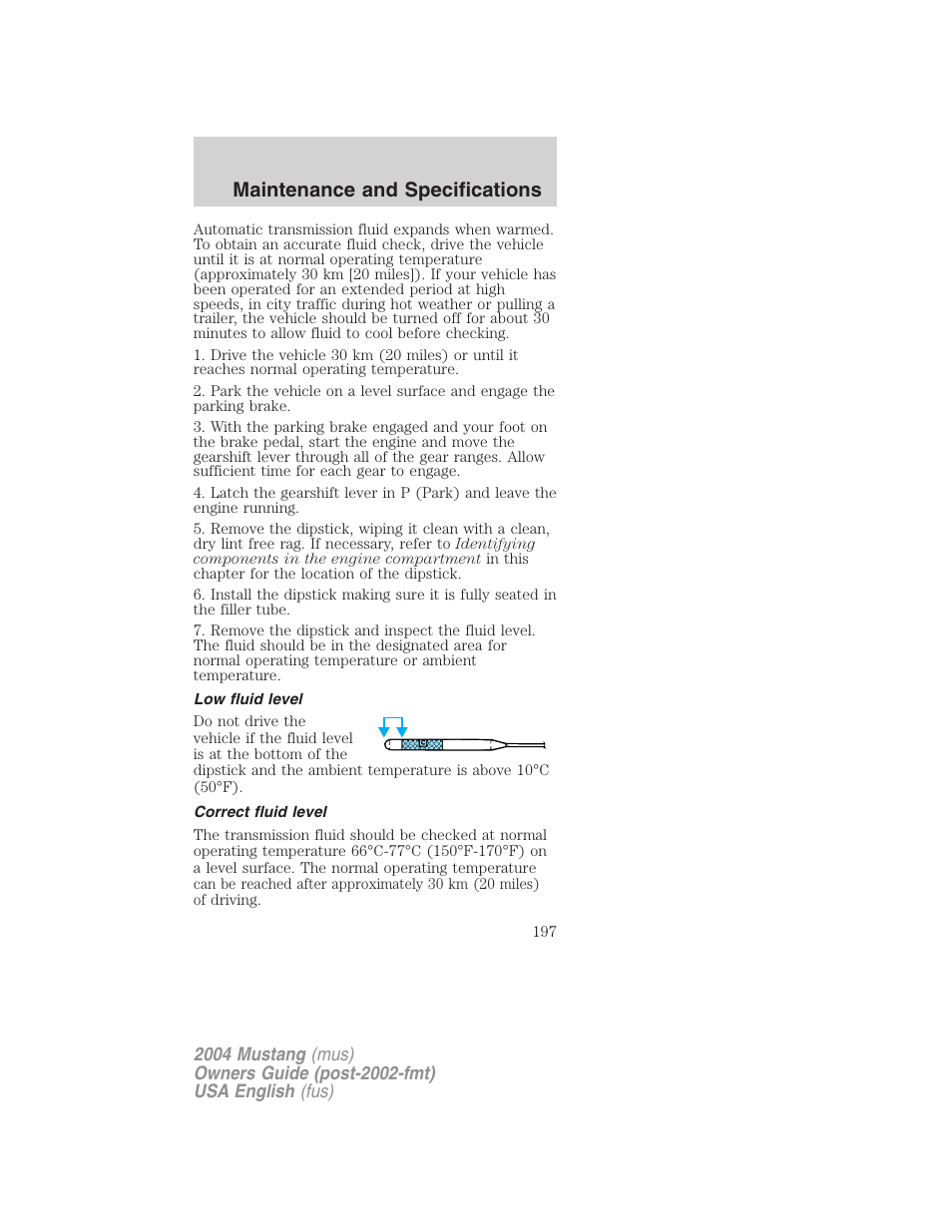 Maintenance and specifications | FORD 2004 Mustang v.1 User Manual | Page 197 / 240