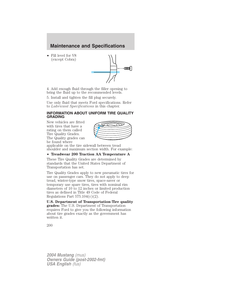 Maintenance and specifications | FORD 2004 Mustang v.1 User Manual | Page 200 / 240