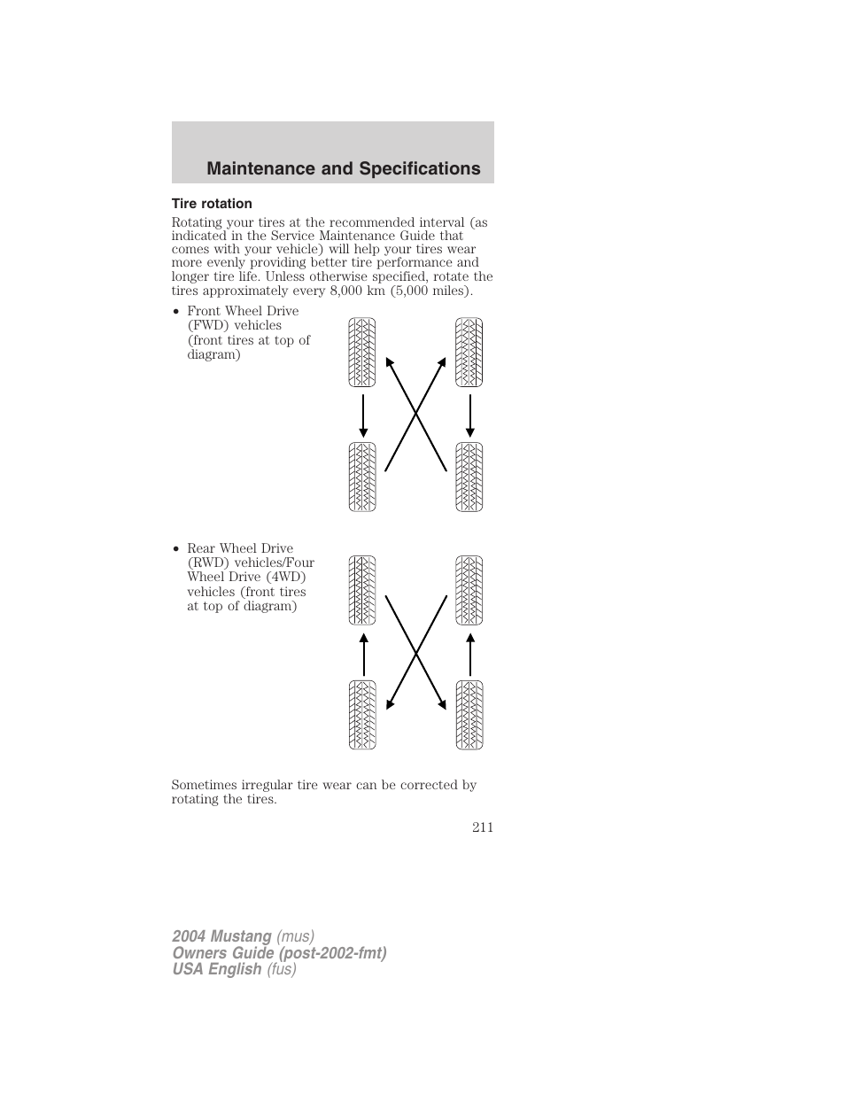 Maintenance and specifications | FORD 2004 Mustang v.1 User Manual | Page 211 / 240