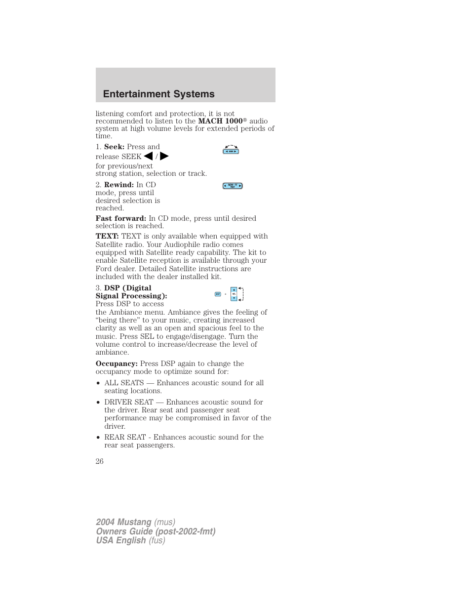 Entertainment systems | FORD 2004 Mustang v.1 User Manual | Page 26 / 240