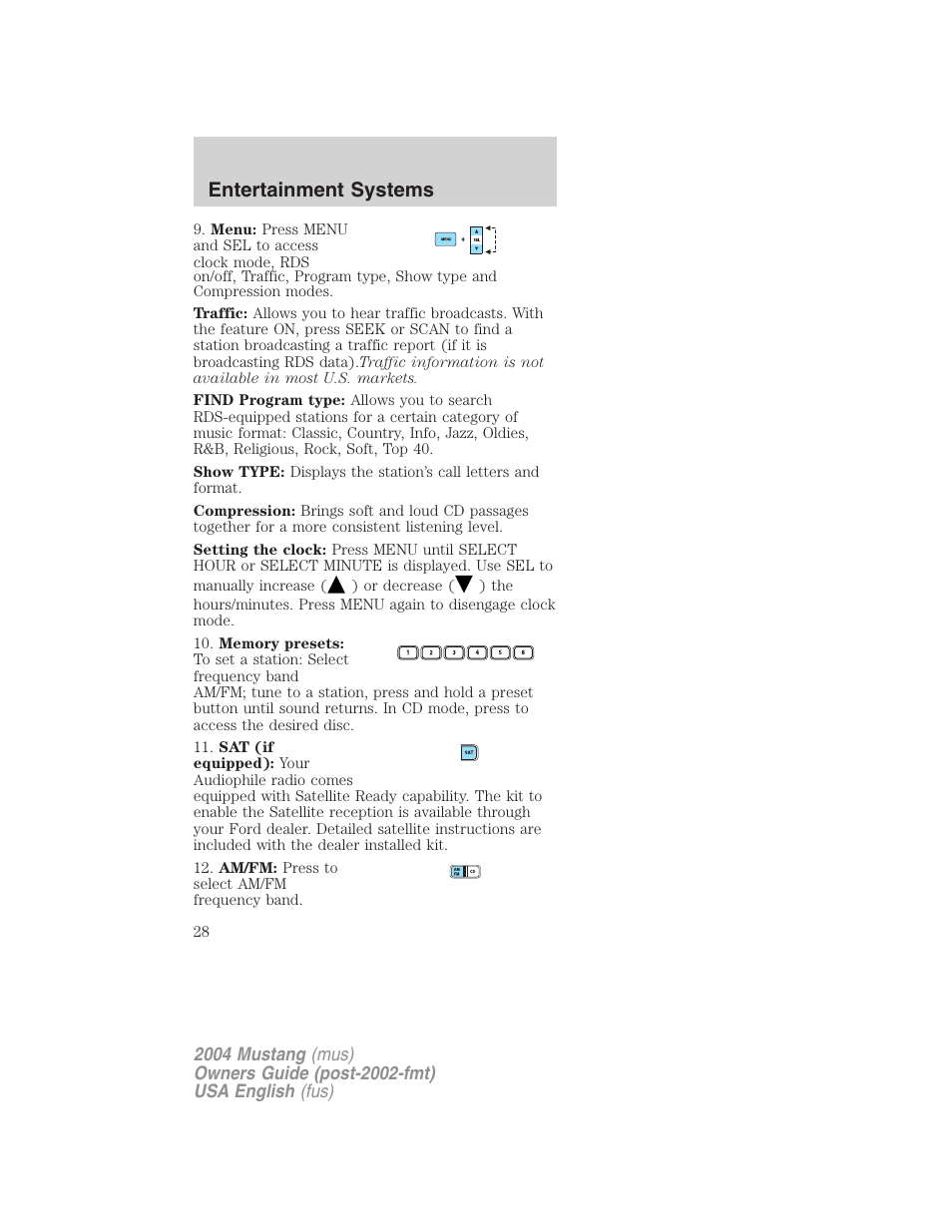 Entertainment systems | FORD 2004 Mustang v.1 User Manual | Page 28 / 240