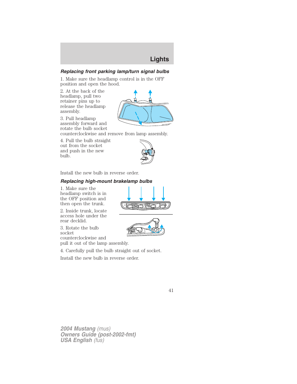 Lights | FORD 2004 Mustang v.1 User Manual | Page 41 / 240
