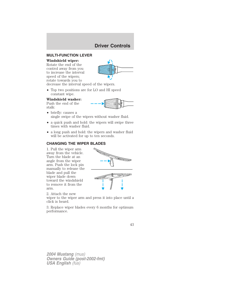 Driver controls | FORD 2004 Mustang v.1 User Manual | Page 43 / 240
