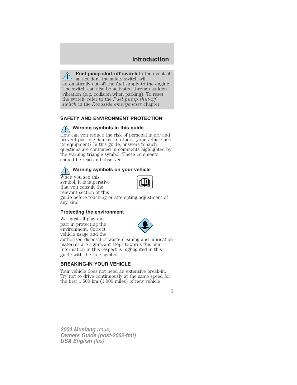 Introduction | FORD 2004 Mustang v.1 User Manual | Page 5 / 240