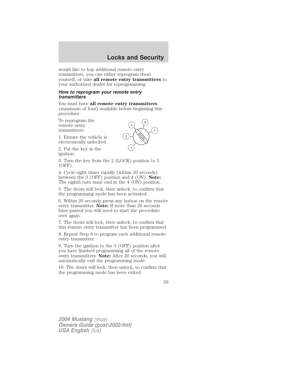 Locks and security | FORD 2004 Mustang v.1 User Manual | Page 59 / 240