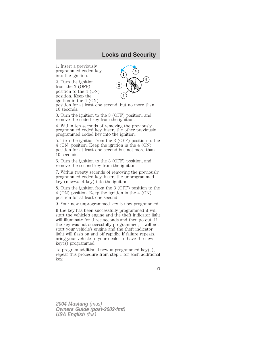 Locks and security | FORD 2004 Mustang v.1 User Manual | Page 63 / 240