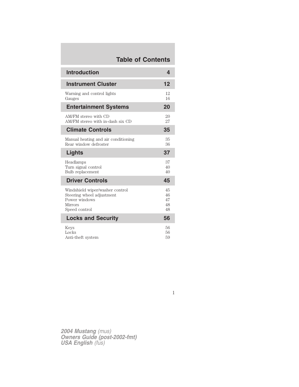 FORD 2004 Mustang v.2 User Manual | 240 pages