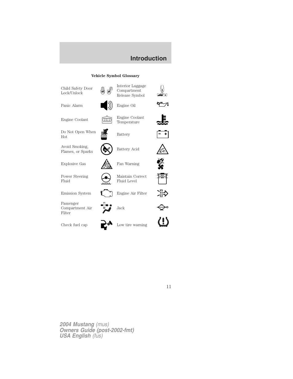 Introduction | FORD 2004 Mustang v.2 User Manual | Page 11 / 240